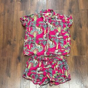 Haute Dreamz Y2K Tropical Animal Print Women's Pajama Set Size Large